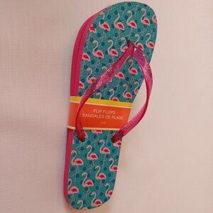 CUTE Pink Flamingo Flip Flops Size Large